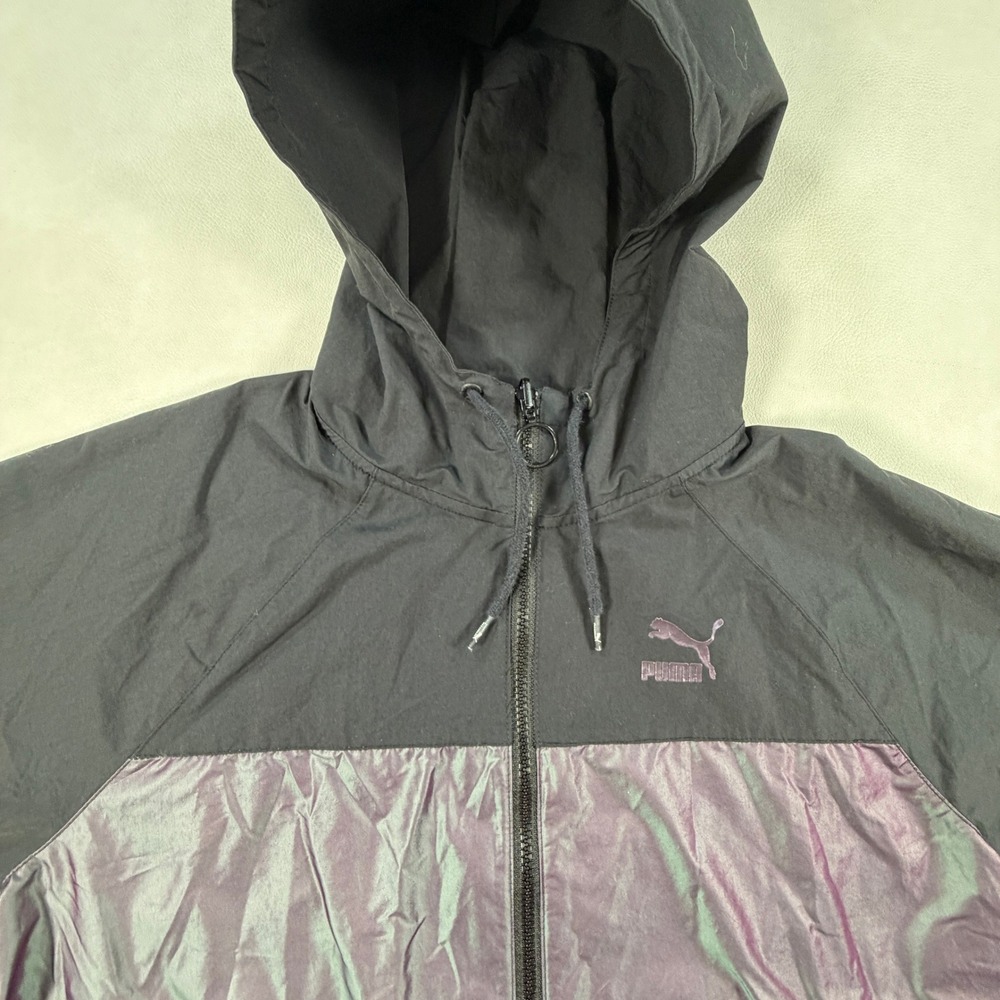 Puma Hooded Short Sleeve Reflective Wind Breaker Full Zip Jacket Mens Small - Picture 8 of 16